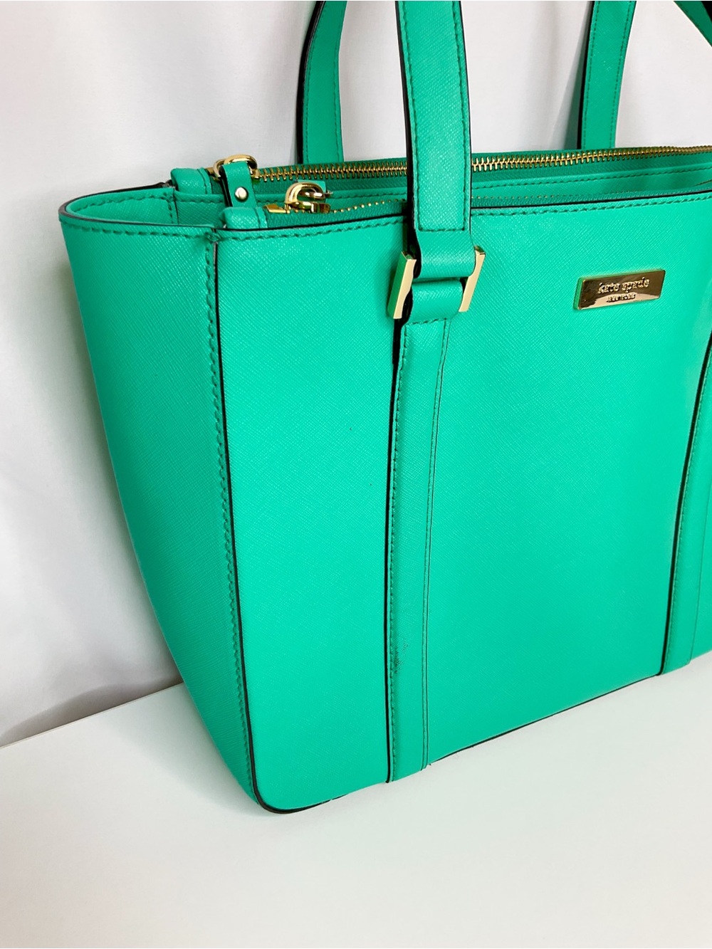 KATE SPADE Turquoise Tote Handbag - Structured Everyday Shoulder Bag - Picture 2 of 11